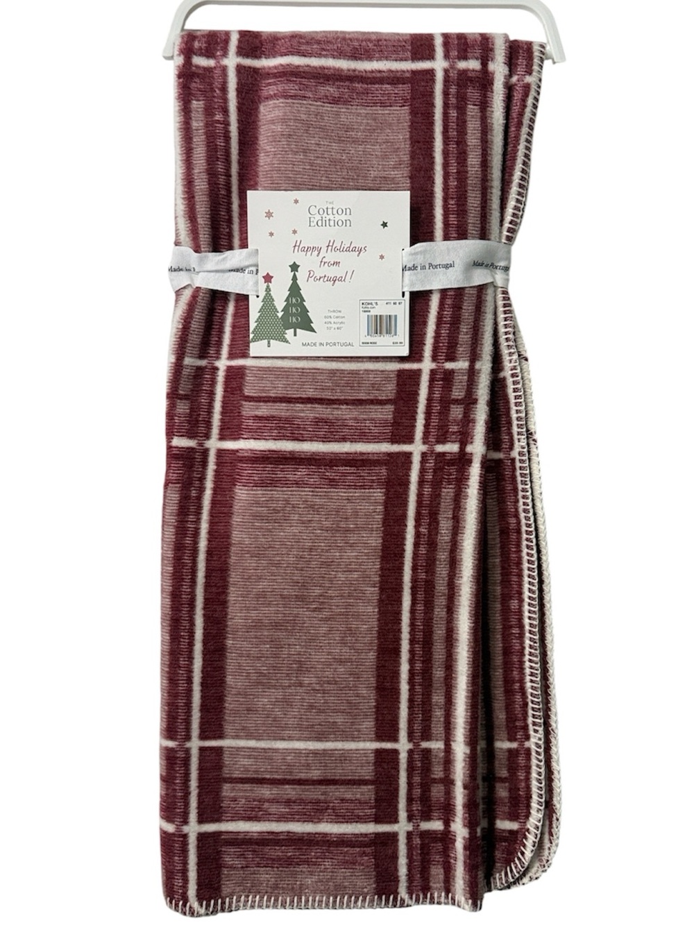 The Cotton Edition Made in Portugal Plaid Throw Blanket NWT